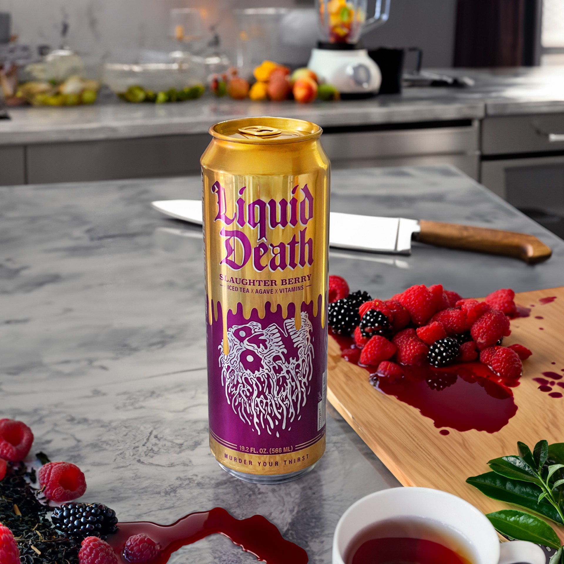 Liquid Death, Slaughter Berry Iced Tea, 19.2 Oz King Sized Can ...
