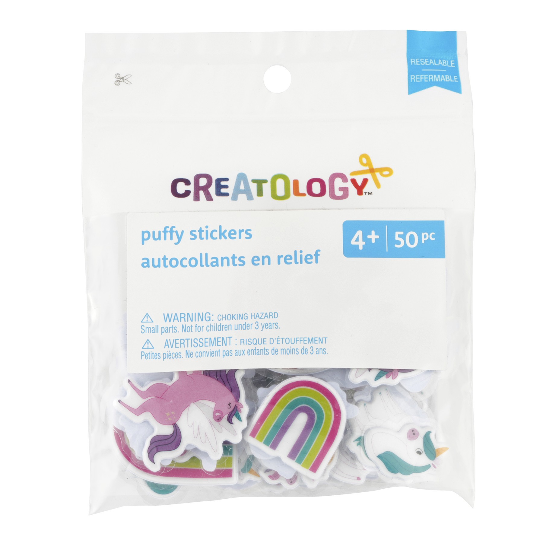 slide 2 of 2, Unicorn & Rainbow Puffy Stickers By Creatology, 0.98 in - 1.8 in