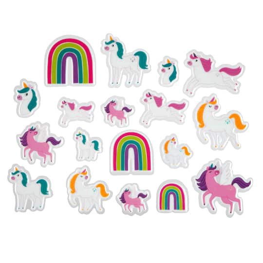 slide 1 of 2, Unicorn & Rainbow Puffy Stickers By Creatology, 0.98 in - 1.8 in