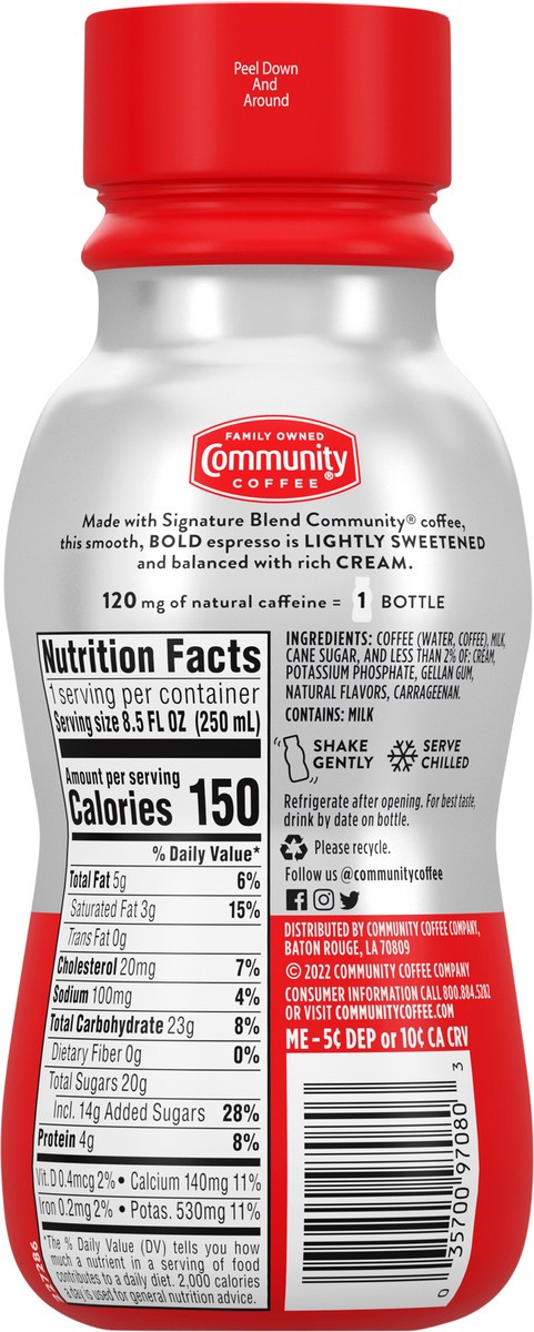slide 5 of 7, Community Coffee Coffee, Espresso + Cream, Original, 8.5 fl oz