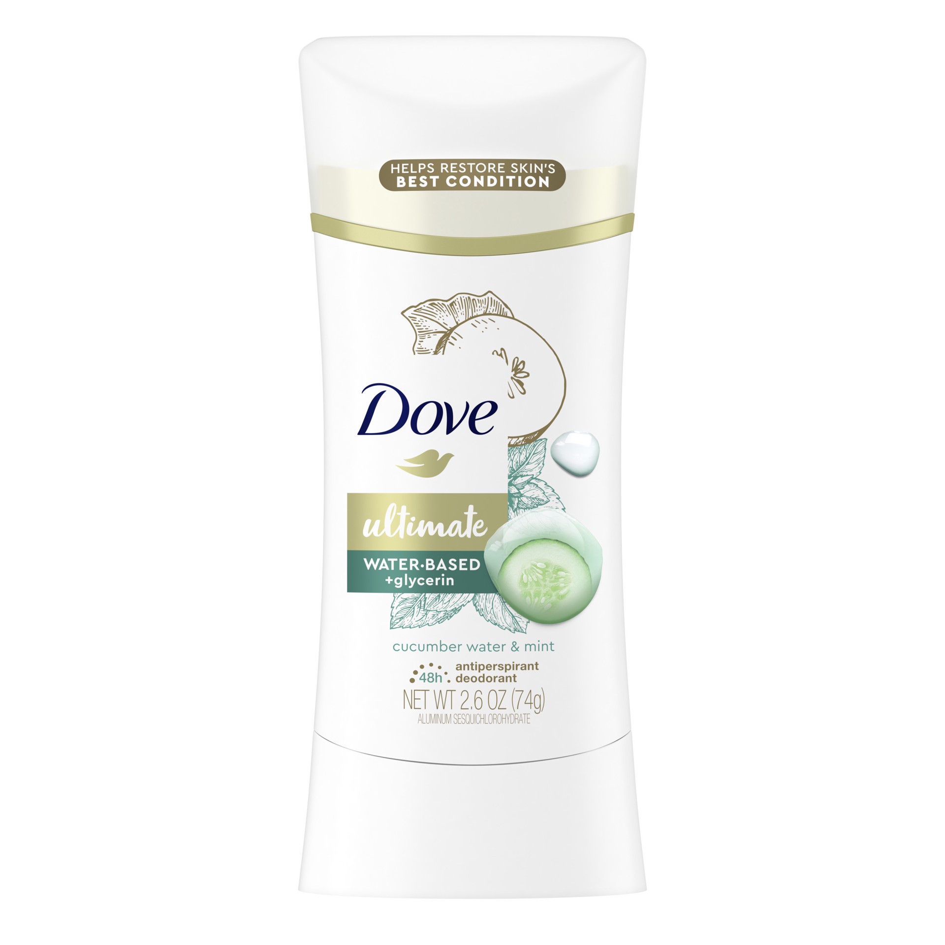 slide 1 of 4, Dove Ultimate Antiperspirant Deodorant Stick Cucumber Water & Mint, 2.6 oz, 2.6 oz