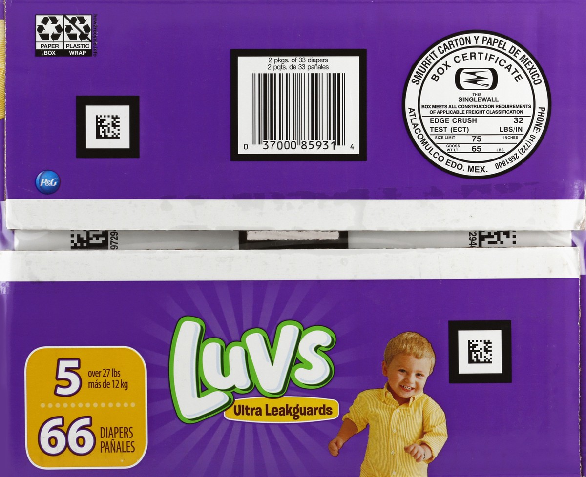 slide 4 of 6, Luvs Pro Level Leak Protection Diapers Size 5 66 Count, 66 ct