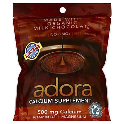 slide 1 of 1, Adora Milk Chocolate Calcium Supplement , 30 ct