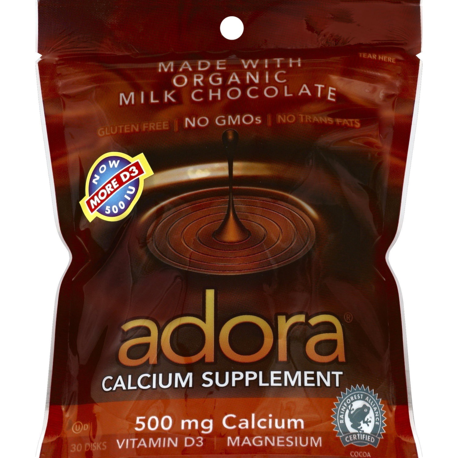 slide 1 of 1, Adora Milk Chocolate Calcium Supplement , 30 ct