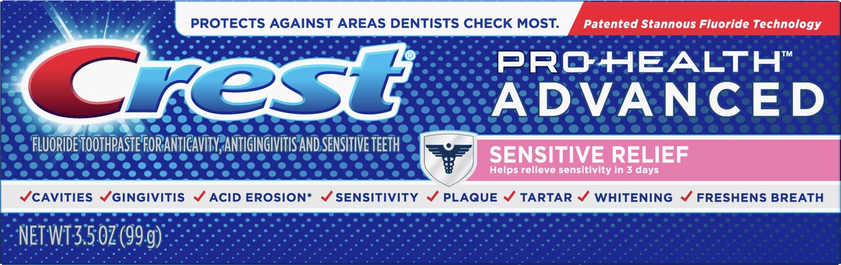 slide 3 of 3, Crest Pro Health Advanced Sensitive Relief Fluoride Toothpaste 3.5 oz, 3.5 oz