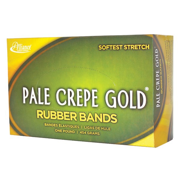 slide 9 of 10, Alliance Rubber Pale Crepe Gold® Rubber Bands, #19, 3 1/2"" x 1/16"", 1 Lb, Box Of 1,890, 1890 ct