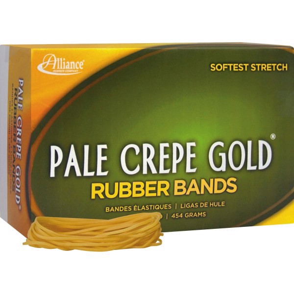slide 8 of 10, Alliance Rubber Pale Crepe Gold® Rubber Bands, #19, 3 1/2"" x 1/16"", 1 Lb, Box Of 1,890, 1890 ct