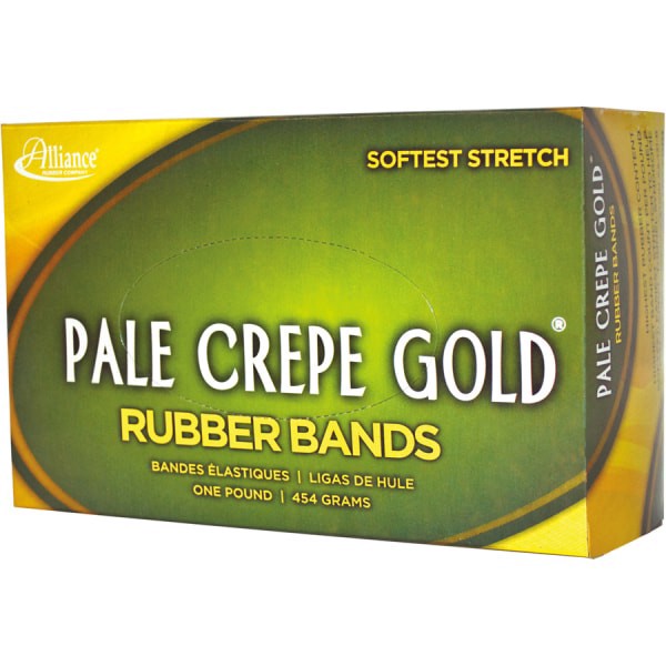 slide 4 of 10, Alliance Rubber Pale Crepe Gold® Rubber Bands, #19, 3 1/2"" x 1/16"", 1 Lb, Box Of 1,890, 1890 ct
