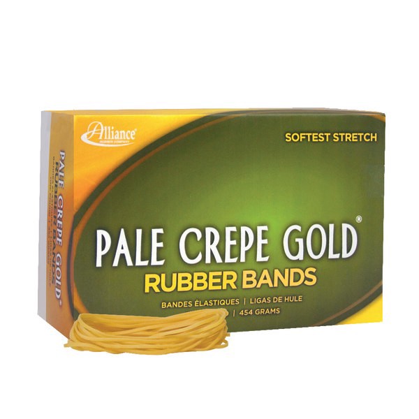 slide 1 of 10, Alliance Rubber Pale Crepe Gold® Rubber Bands, #19, 3 1/2"" x 1/16"", 1 Lb, Box Of 1,890, 1890 ct