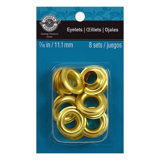 slide 1 of 3, 7/16" Gold Eyelets By Loops & Threads, 7/16 in