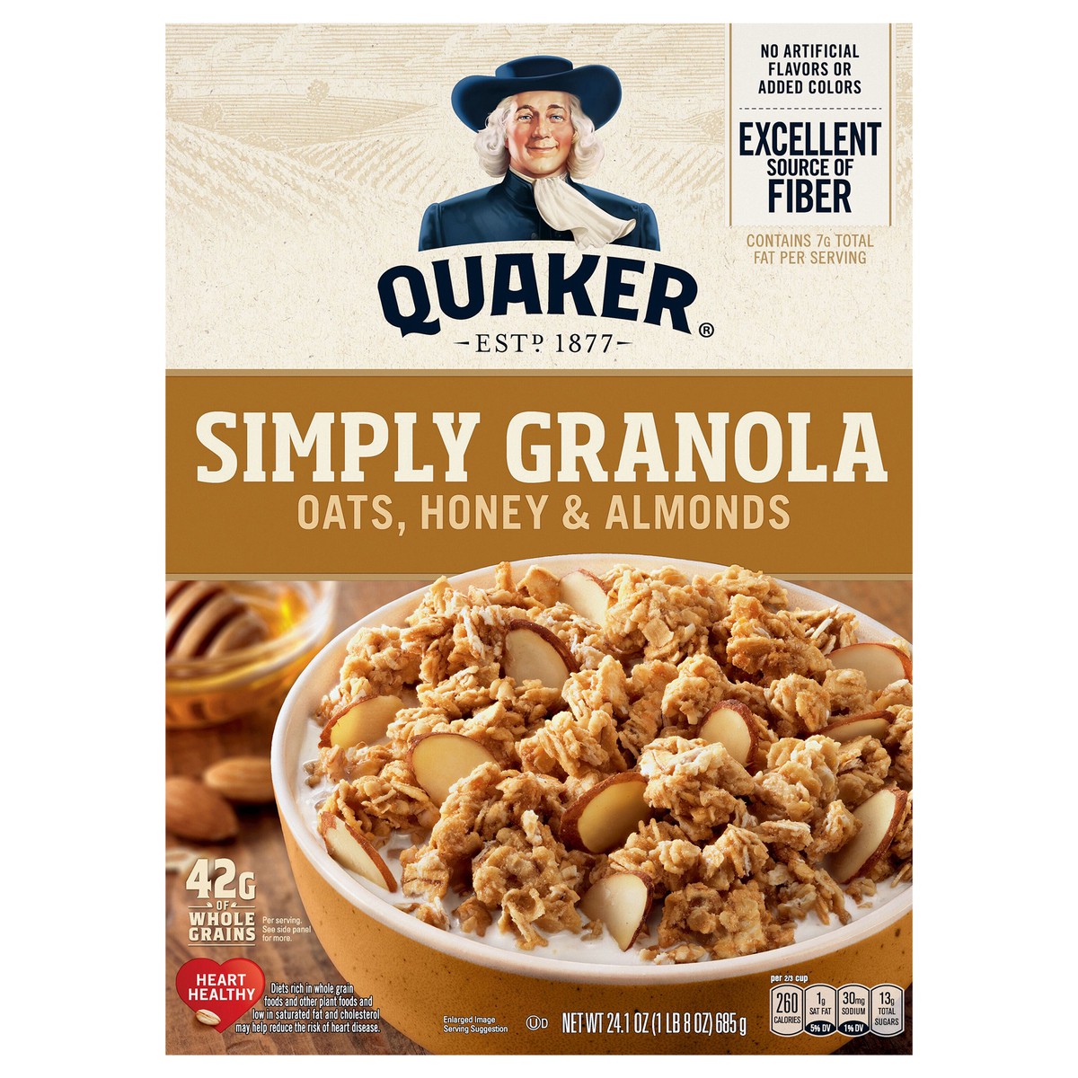 slide 1 of 8, Quaker Simply Granola Regular, Oats, Honey, Almond - 24.1oz, 24.1 oz