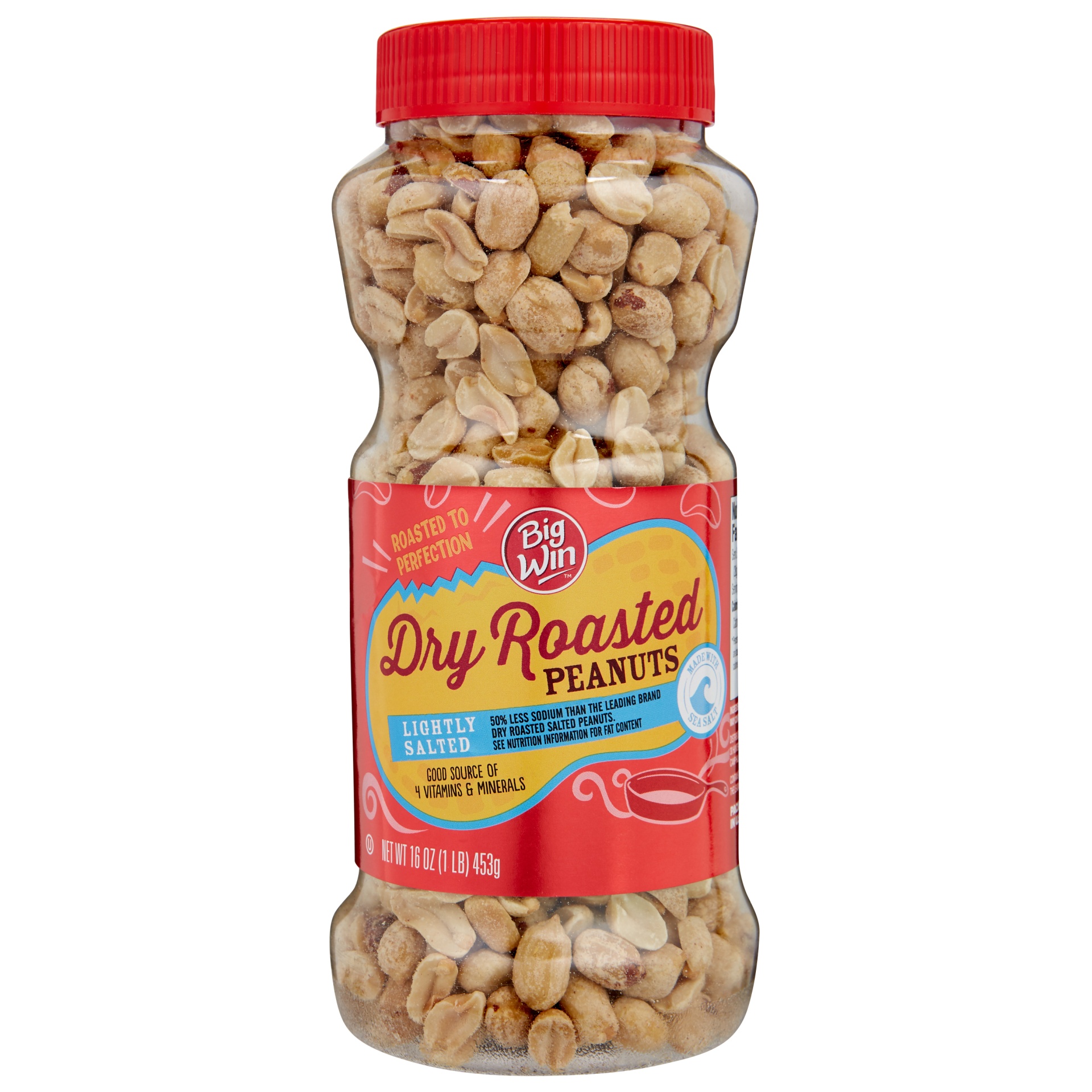 slide 1 of 2, Big Win Dry Roasted Peanuts, Lightly Salted, 16 oz