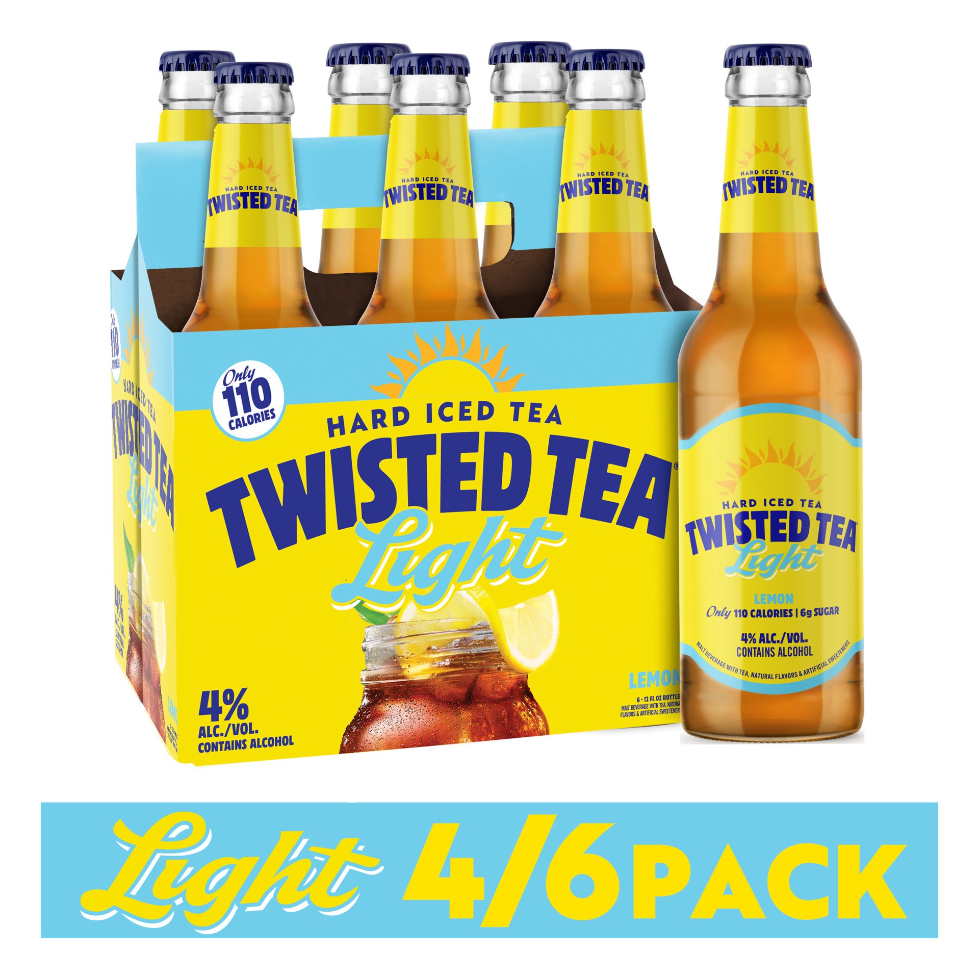 slide 1 of 5, Twisted Tea Light, Hard Iced Tea (12 fl. oz. Bottle, 6pk.), 6 ct; 12 oz