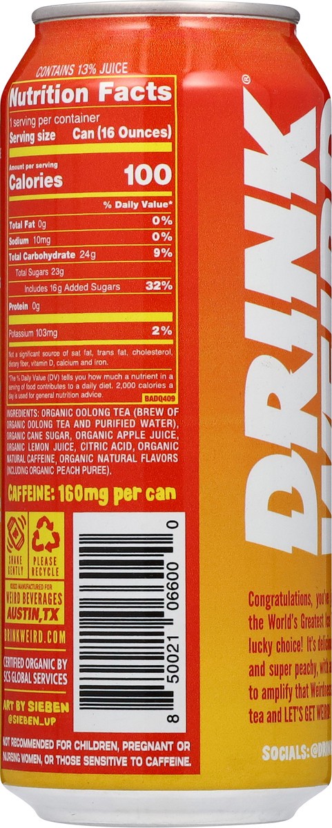 slide 7 of 14, Drink Weird Oolong White Peach Tea 16 fl oz, 16 fl oz