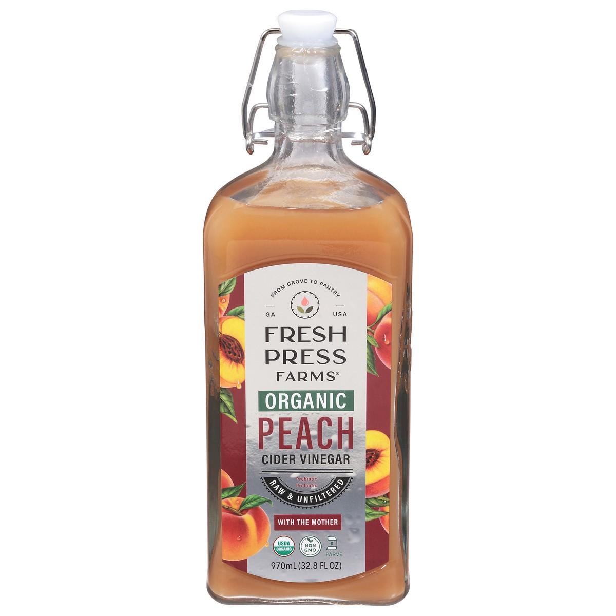 slide 1 of 14, Fresh Press Farms Organic Peach Cider Vinegar - 32.8 fl oz, 32.8 fl oz