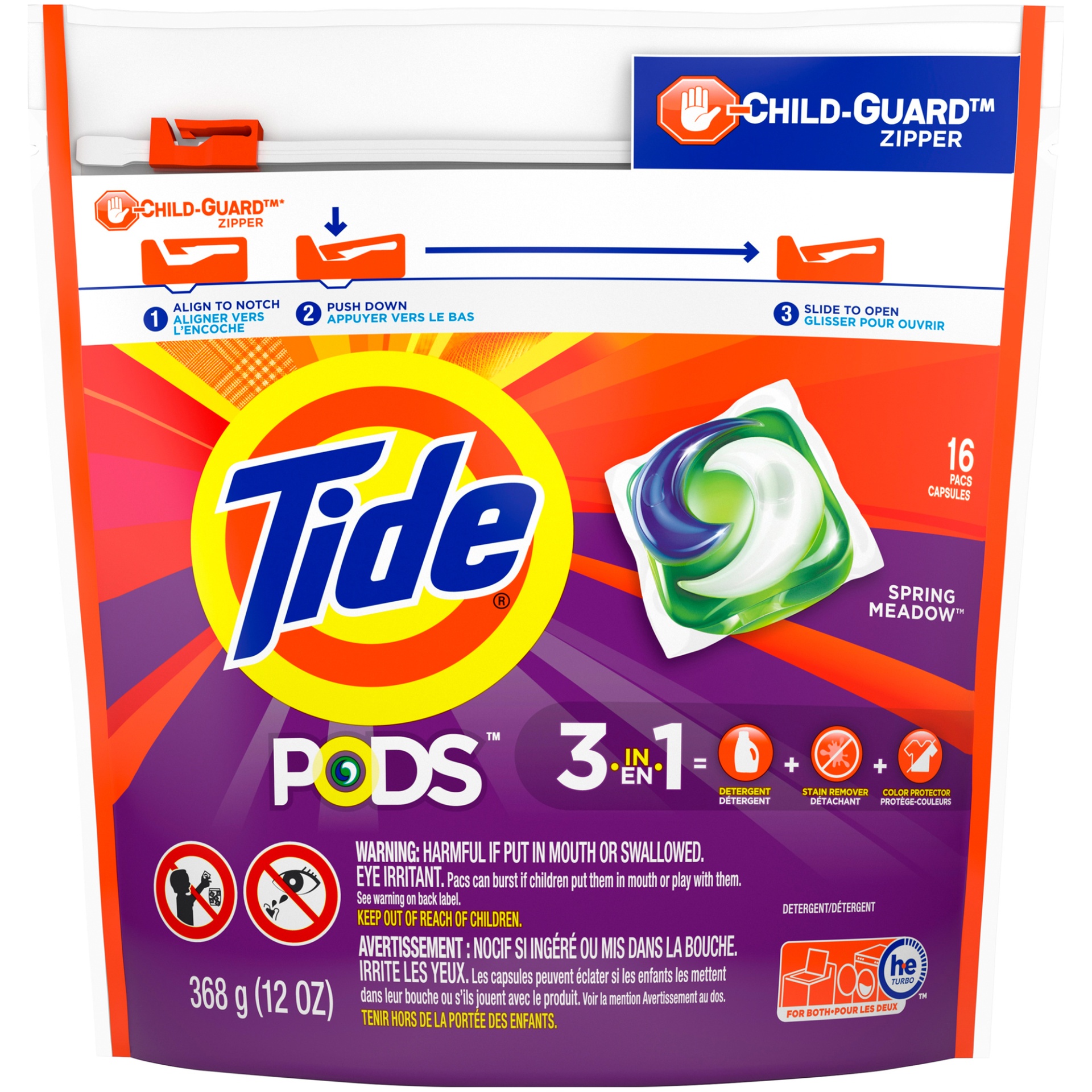 slide 1 of 1, Tide Pods Spring Meadow Detergent 16 ea, 16 ct