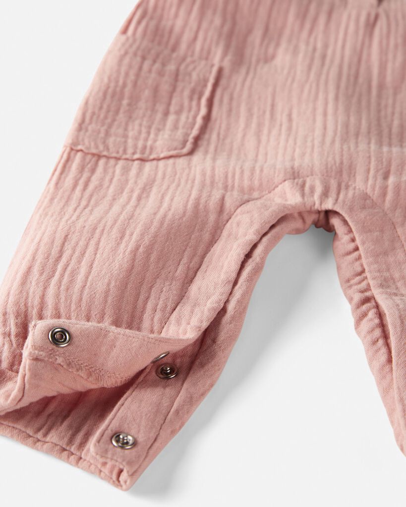 slide 4 of 5, Littleplanet Baby Organic Cotton Gauze Overalls Rose 9M, 1 ct