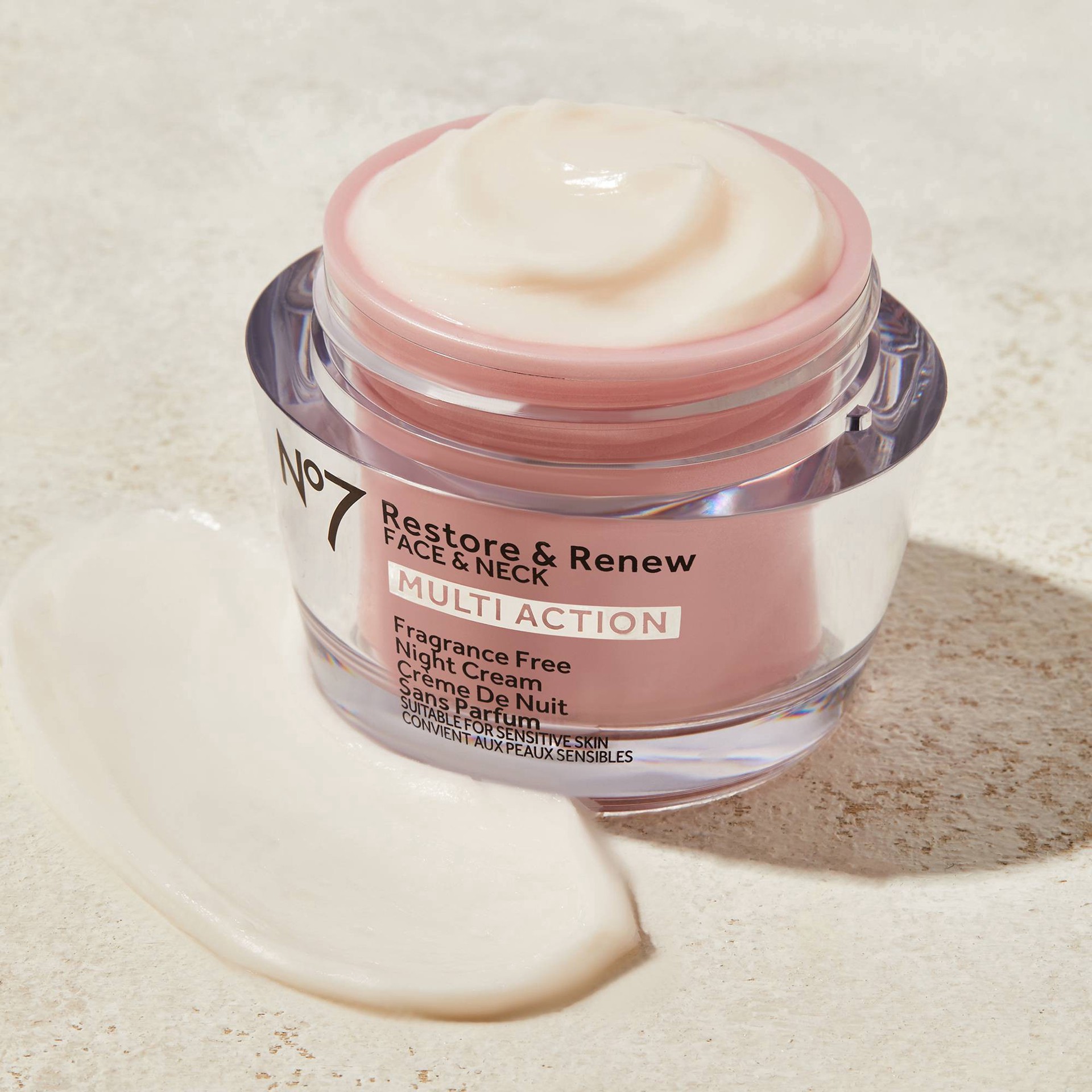 slide 3 of 13, No7 Restore & Renew Face & Neck Multi Action Fragrance Free Night Cream - 1.69 fl oz, 1.69 fl oz