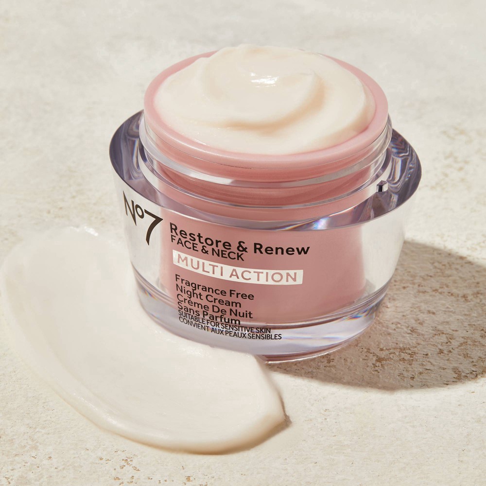 slide 5 of 13, No7 Restore & Renew Face & Neck Multi Action Fragrance Free Night Cream - 1.69 fl oz, 1.69 fl oz