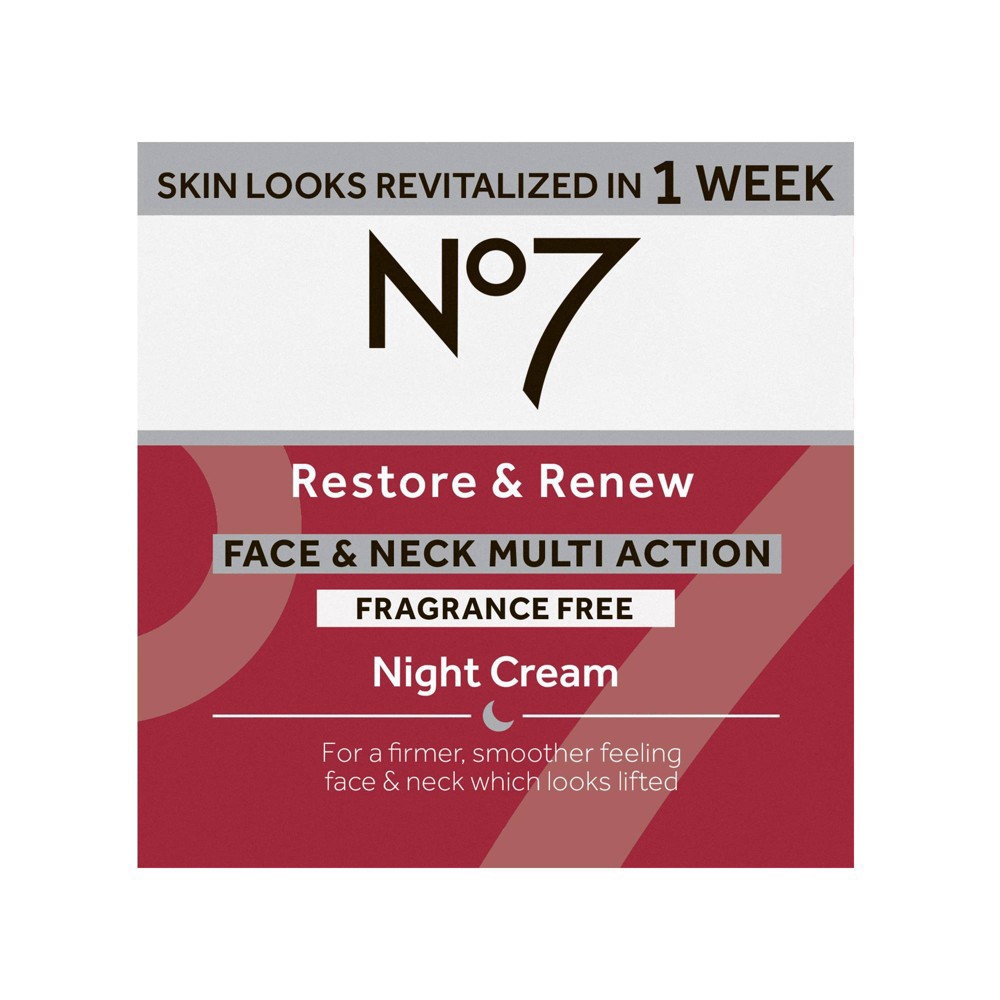 slide 6 of 13, No7 Restore & Renew Face & Neck Multi Action Fragrance Free Night Cream - 1.69 fl oz, 1.69 fl oz