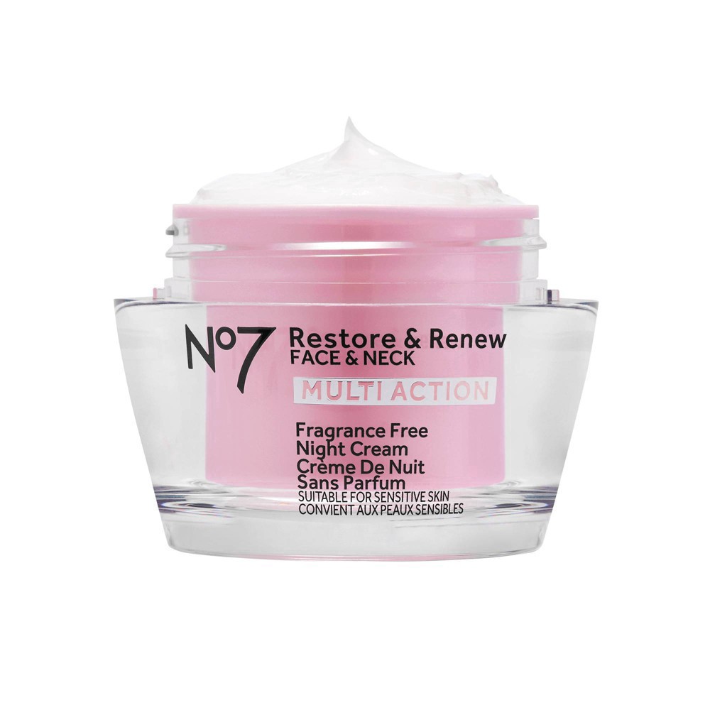 slide 9 of 13, No7 Restore & Renew Face & Neck Multi Action Fragrance Free Night Cream - 1.69 fl oz, 1.69 fl oz
