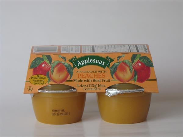 slide 1 of 1, Applesnax Applesauce With Peaches Cup, 4 ct; 4 oz