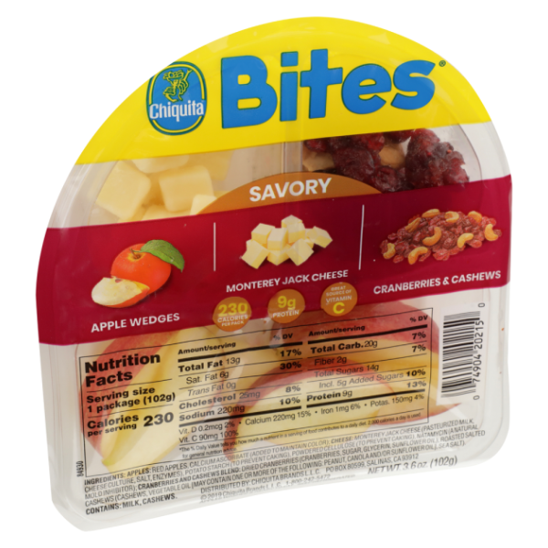 slide 1 of 1, Chiquita Bites Apple-Cheese-Berry-Cashews, 1 ct