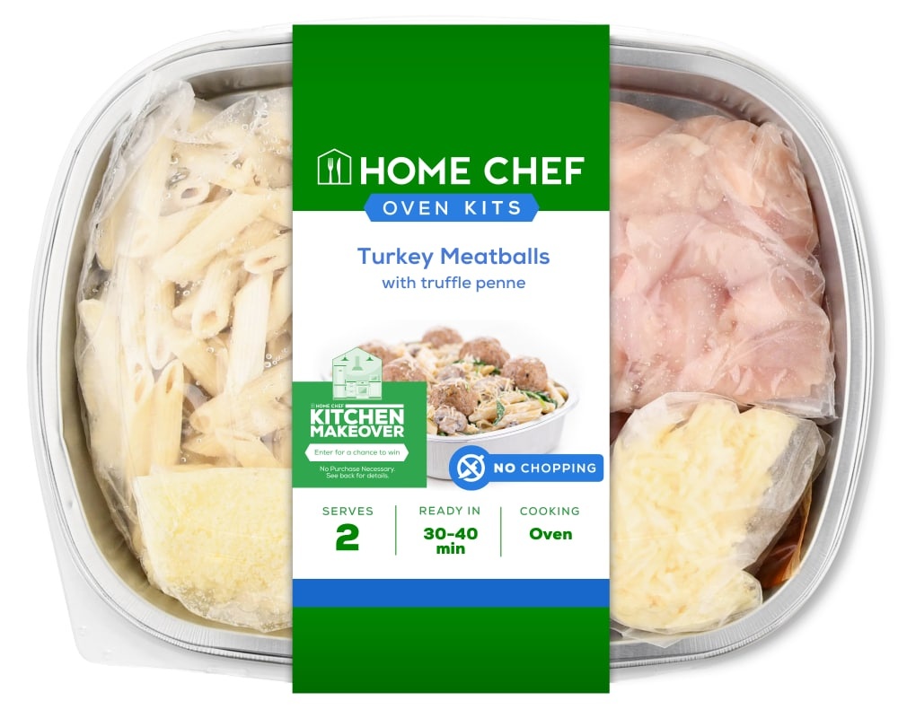 slide 1 of 1, Home Chef Oven Kit Turkey Meatballs With Truffle Penne, 37 oz