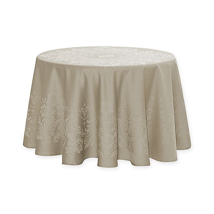 slide 1 of 1, Waterford Celeste Round Tablecloth - Taupe, 90 in