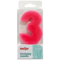 slide 3 of 9, Meijer Extra Large Birthday Candle, Number 3, Assorted Colors, 3", 1 ct