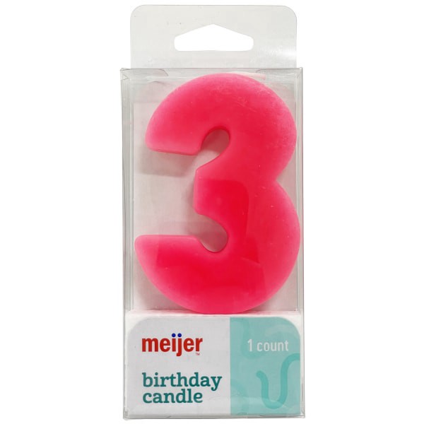 slide 4 of 9, Meijer Extra Large Birthday Candle, Number 3, Assorted Colors, 3", 1 ct