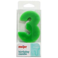slide 7 of 9, Meijer Extra Large Birthday Candle, Number 3, Assorted Colors, 3", 1 ct