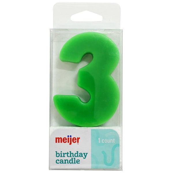slide 8 of 9, Meijer Extra Large Birthday Candle, Number 3, Assorted Colors, 3", 1 ct