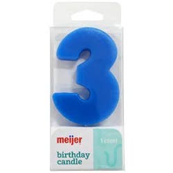 Meijer Extra Large Birthday Candle, Number 3, Assorted Colors, 3"