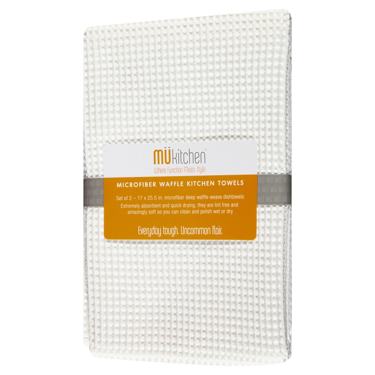 slide 3 of 9, MUkitchen Microfiber Waffle White Kitchen Towels 2 ea, 2 ct