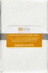MÜkitchen Microfiber Waffle White Kitchen Towels - 2 ea