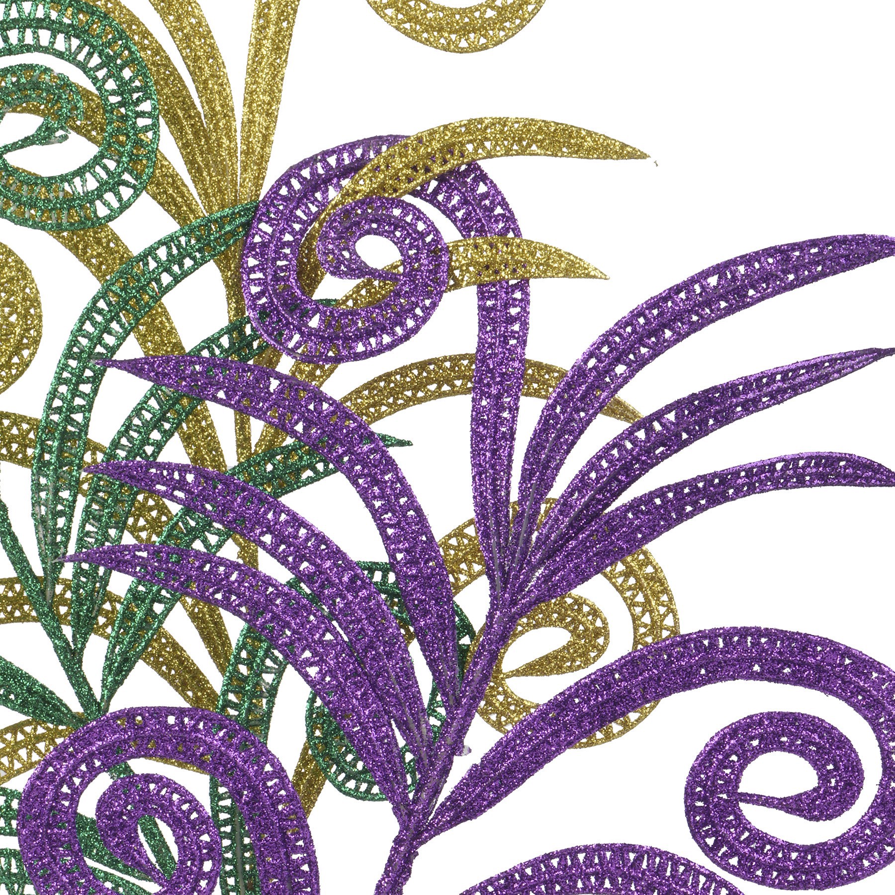 slide 2 of 2, 18" Mardi Gras Glitter Leaves Pick By Celebrate It, 18 in