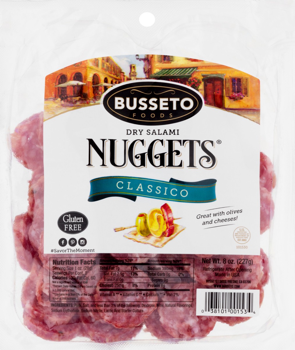 slide 1 of 9, Busseto Foods Dry Salami Nuggets, 8 oz