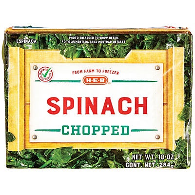 slide 1 of 1, H-E-B Chopped Spinach, 10 oz