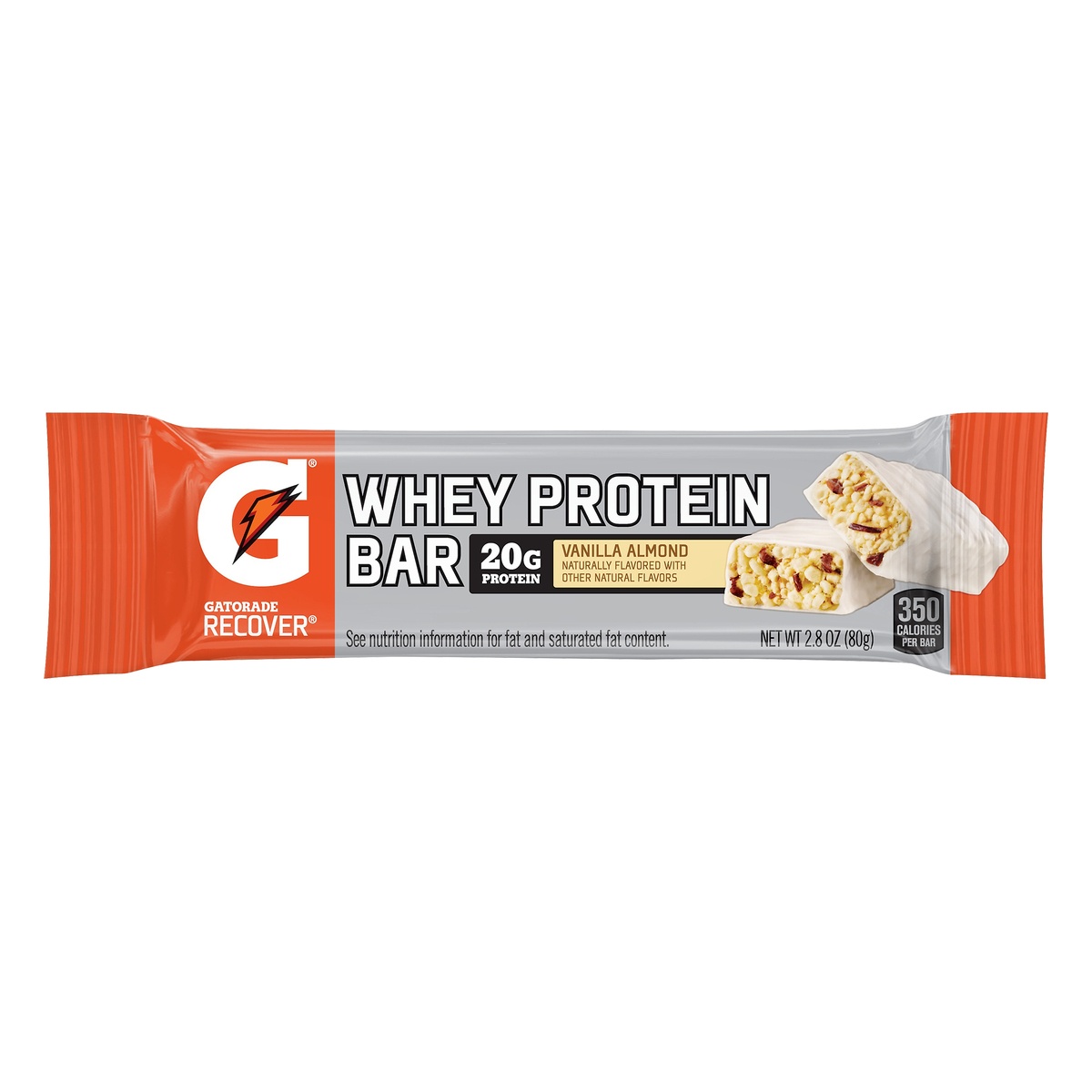 slide 1 of 1, Gatorade Recover Vanilla Almond Whey Protein Bar, 2.8 oz