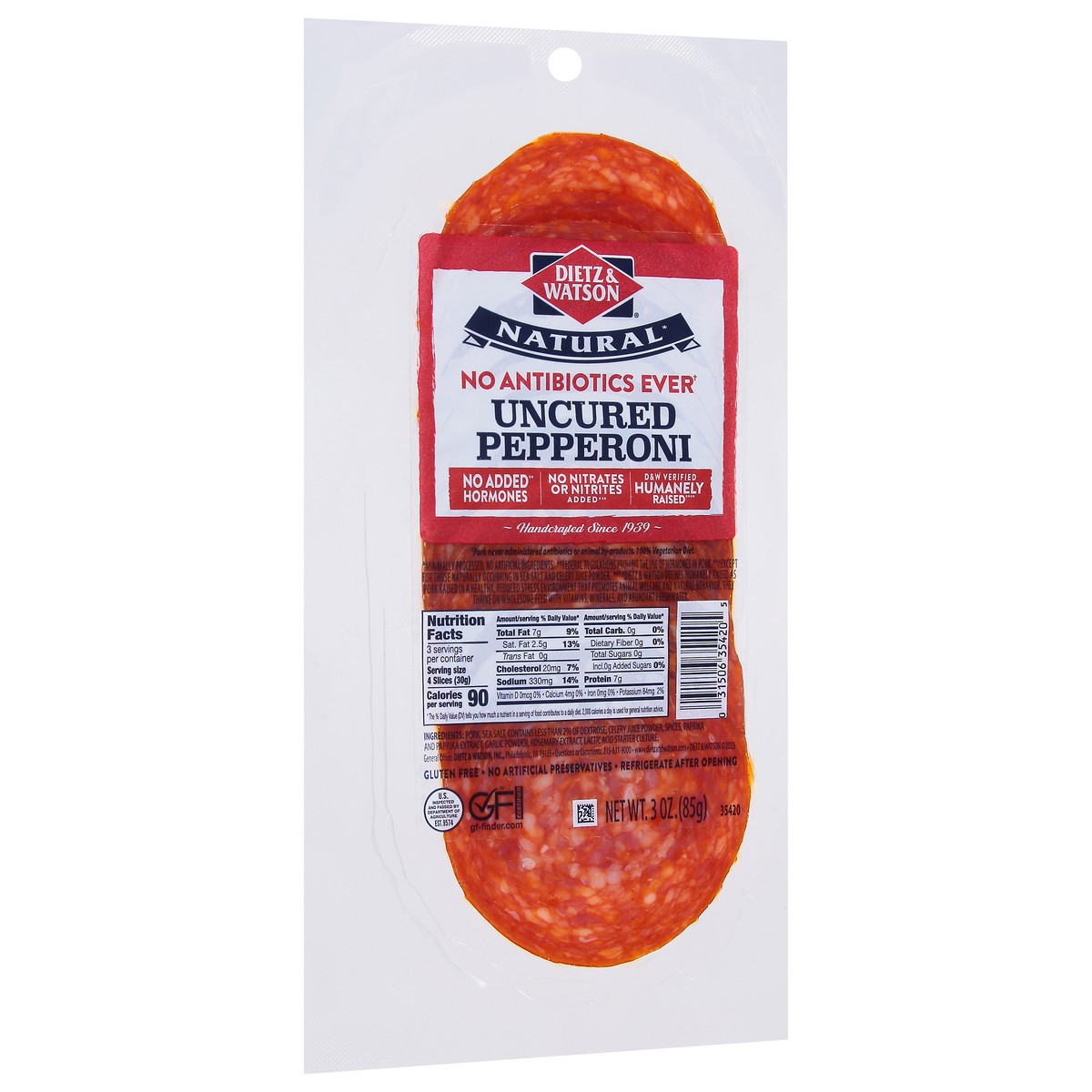 slide 6 of 9, Dietz & Watson Uncured Pepperoni 3 oz, 3 oz