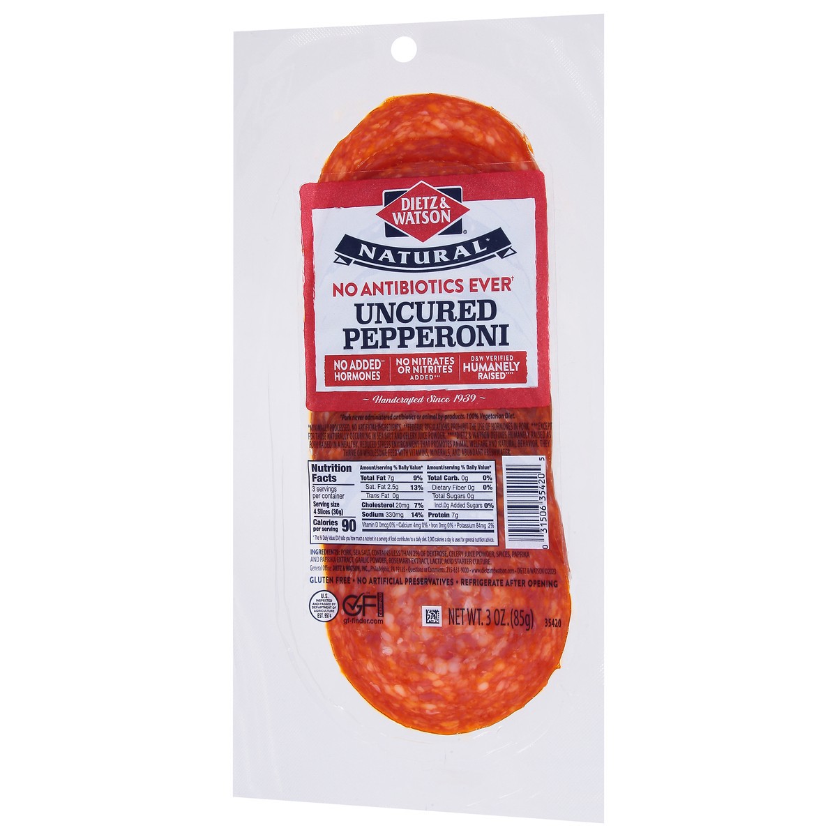 slide 7 of 9, Dietz & Watson Uncured Pepperoni 3 oz, 3 oz