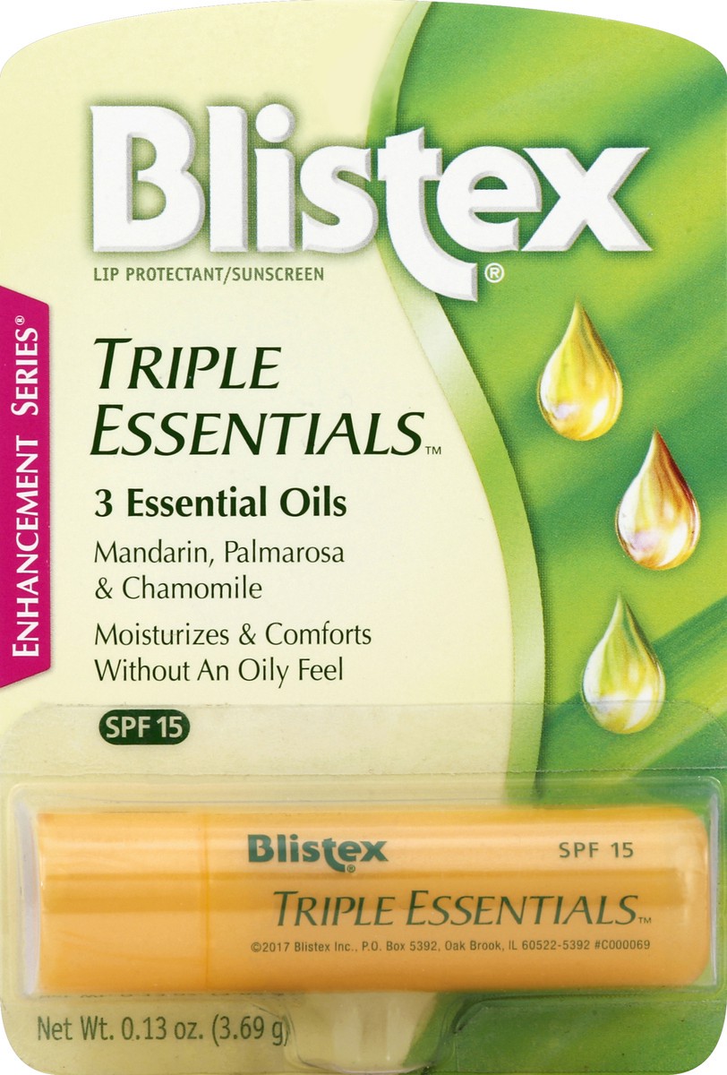 slide 5 of 6, Blistex Triple Essential Oils, 0.13 oz