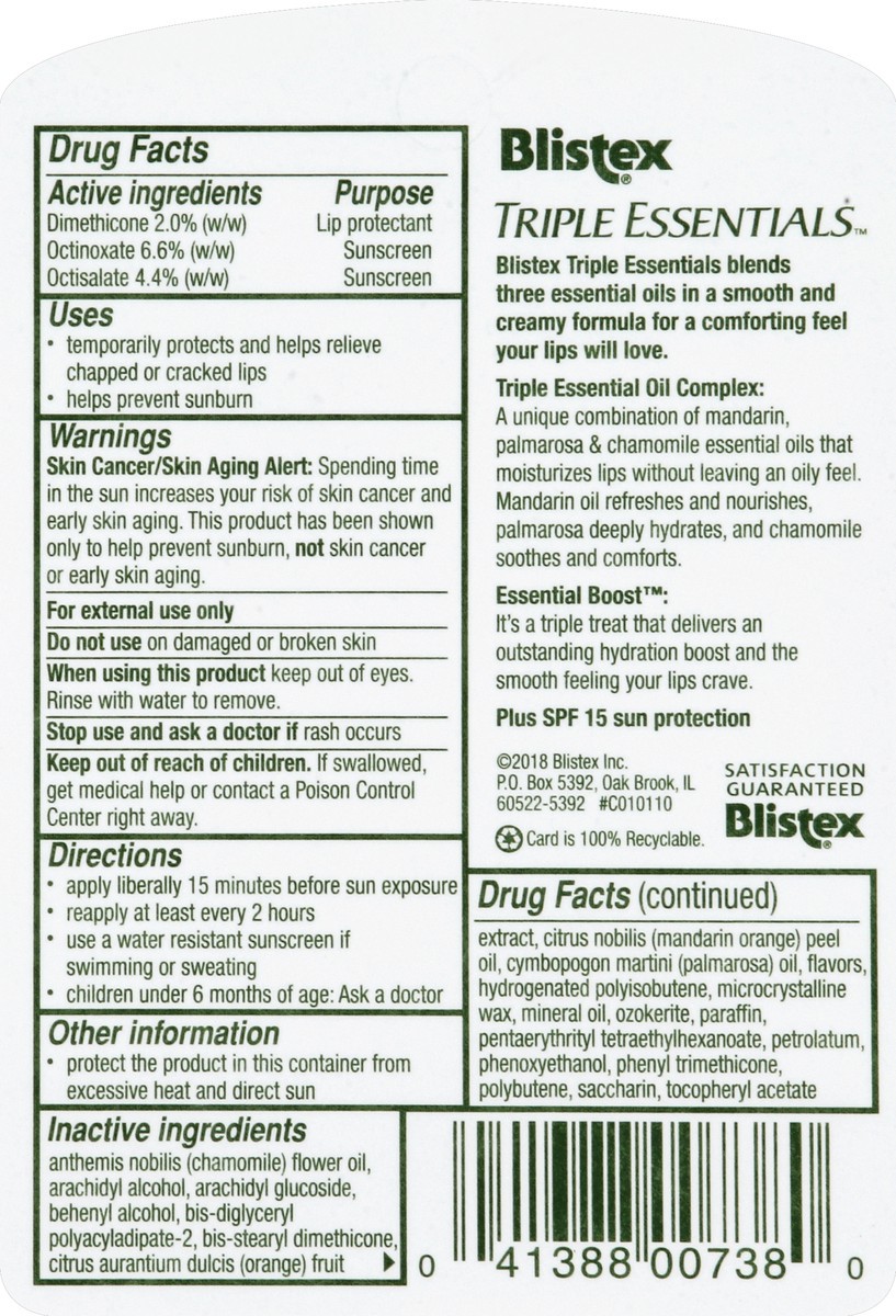 slide 6 of 6, Blistex Triple Essential Oils, 0.13 oz