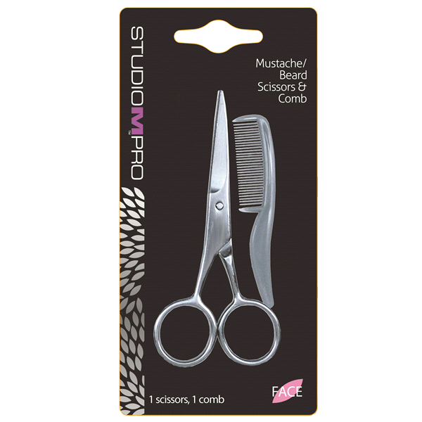 slide 1 of 1, Studio M Mustache/Beard Scissors & Comb, 1 ct