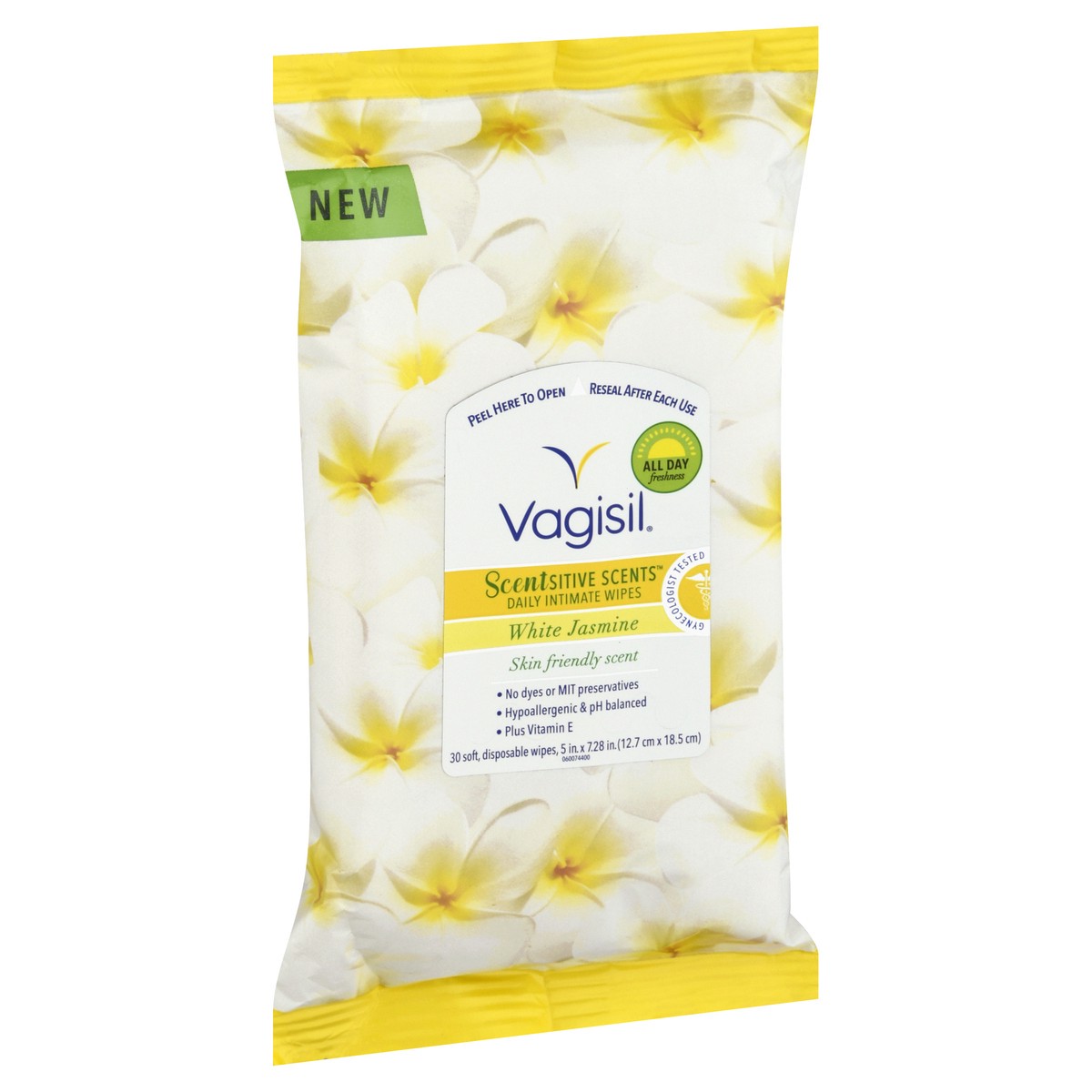 slide 2 of 9, Vagisil Scentsitive Scents Daily Intimate Wipes - White Jasmine, 30 ct