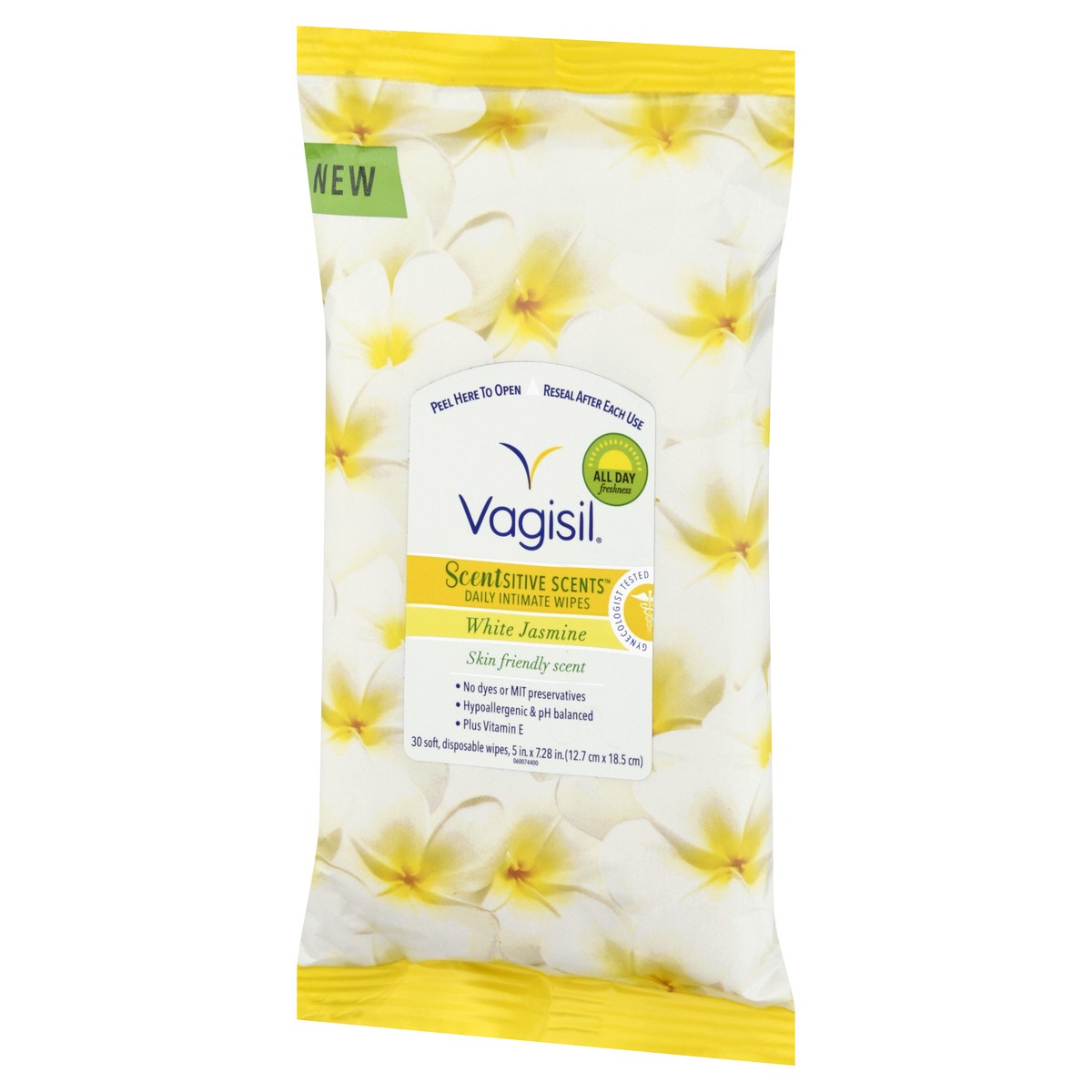 slide 3 of 9, Vagisil Scentsitive Scents Daily Intimate Wipes - White Jasmine, 30 ct