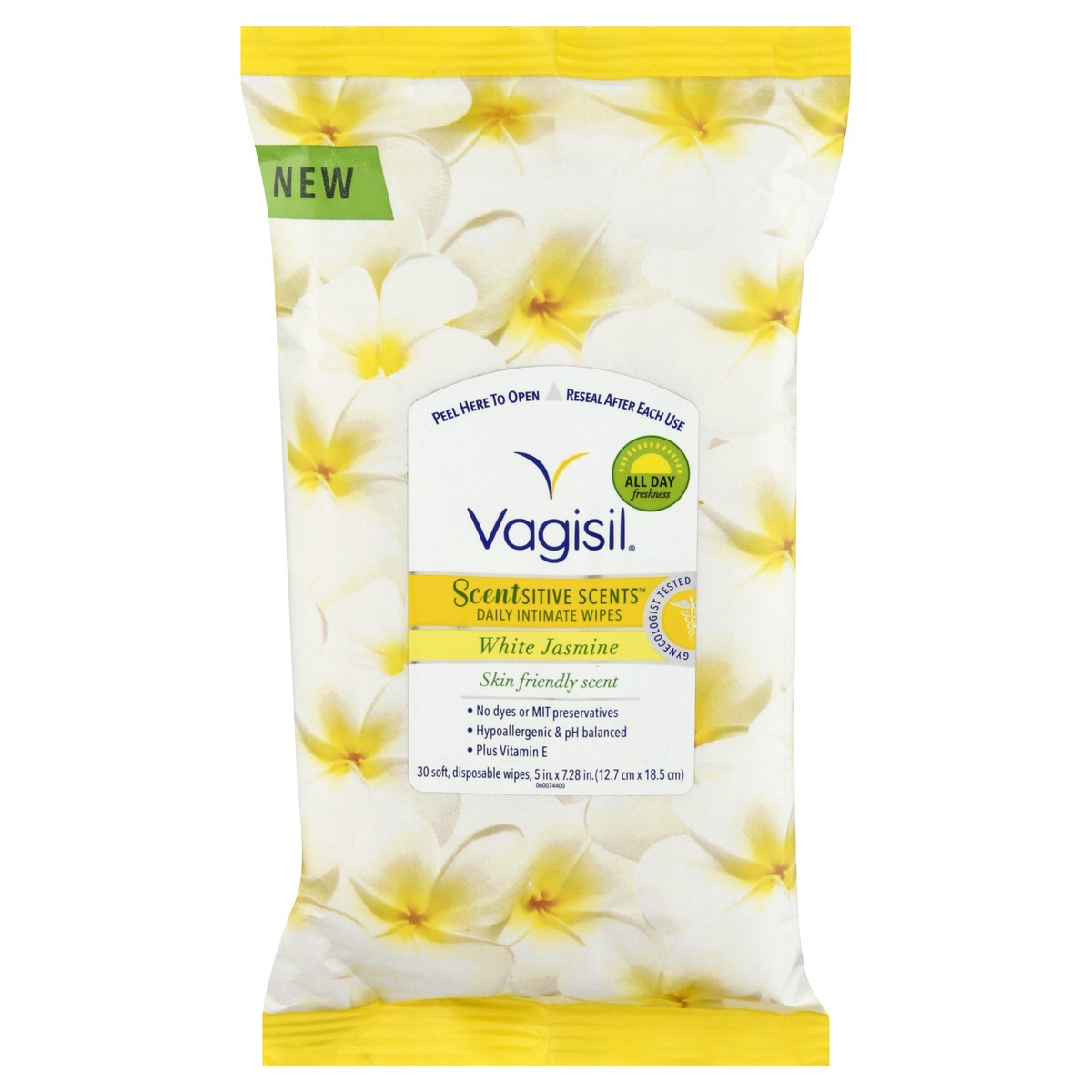 slide 1 of 9, Vagisil Scentsitive Scents Daily Intimate Wipes - White Jasmine, 30 ct
