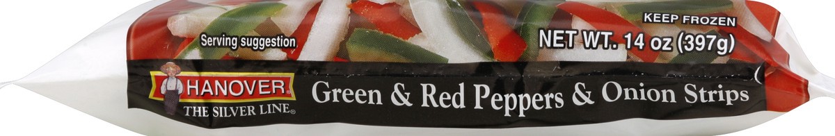 slide 4 of 5, Hanover Green & Red Peppers & Onion Strips, Premium, 14 oz