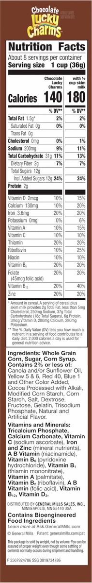 slide 3 of 9, Lucky Charms Chocolate Lucky Charms Cereal with Marshmallows, 11 OZ, 11 oz